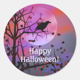 Adesivo Redondo Halloween Raven Night