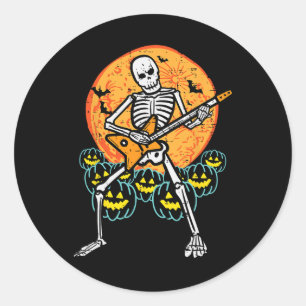 Adesivo Redondo Halloween Rocker Skeleton Guitar Rock Costume Men