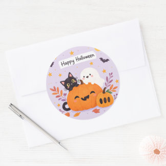 Adesivo Redondo halloween rosa