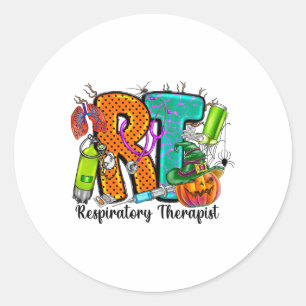 Adesivo Redondo Halloween Rt Terapêutica Respiratória Spooky Rt Pu