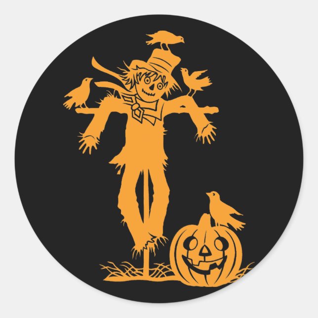 Adesivo Redondo Halloween Scarecrow Silhoukers (Frente)