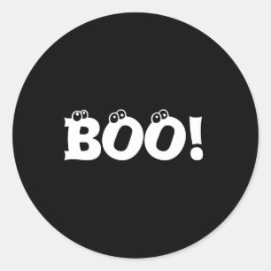 Adesivo Redondo Halloween Scary Boo! glóbulos brancos negros