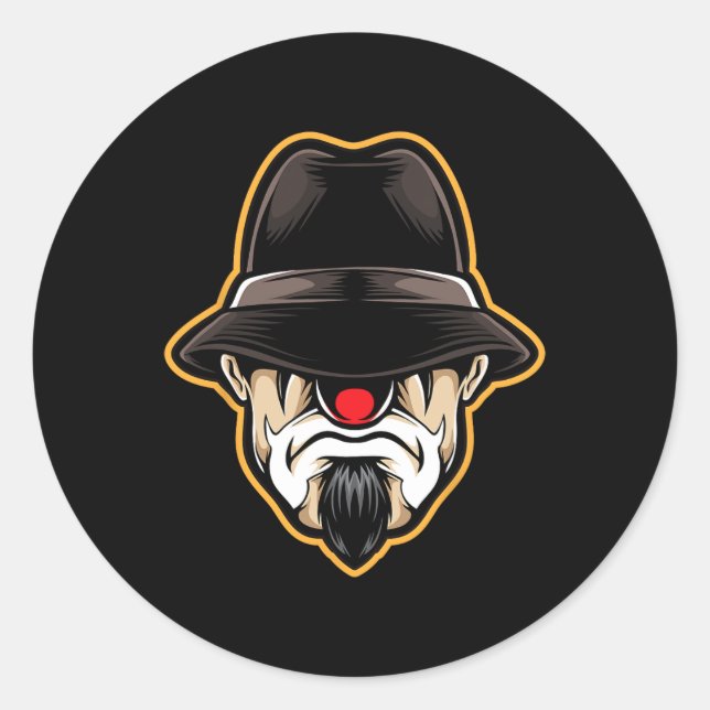 Adesivo Redondo Halloween Scary Clowy Cholo Gangster (Frente)