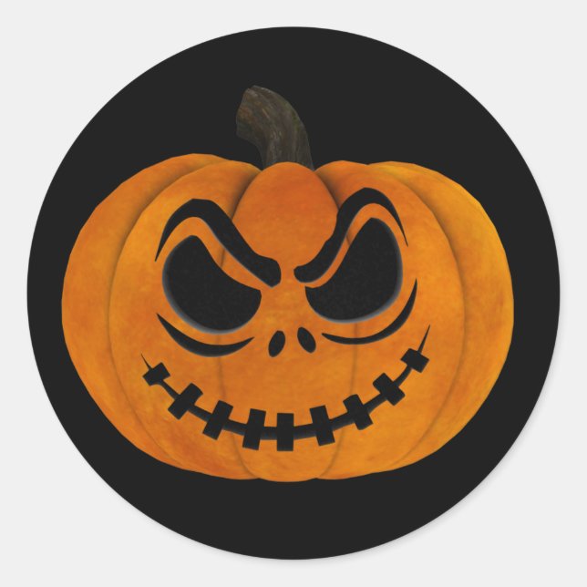 Adesivo Redondo Halloween Scary Jack O Lanterna Pumpkin Sticker (Frente)