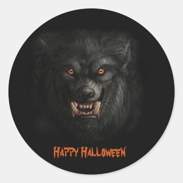 Adesivo Redondo Halloween Scary Werewolf (Frente)