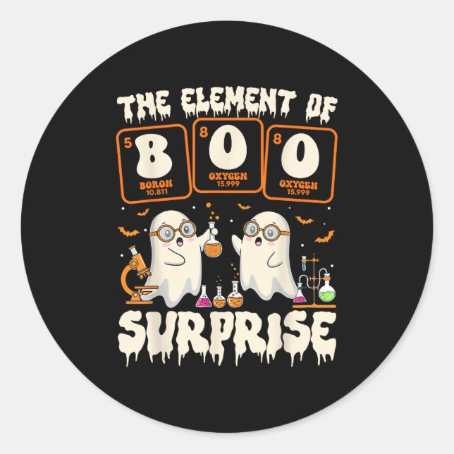 Adesivo Redondo Halloween Science Ghost Teacher The Element Of Sur (Frente)