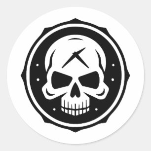 Adesivo Redondo Halloween Simples Elegância em preto e branco