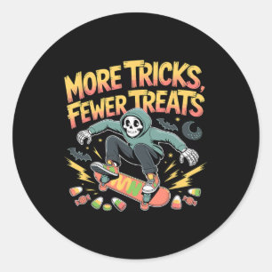 Adesivo Redondo Halloween Skateboard Tricks Skeleton Candy Youth
