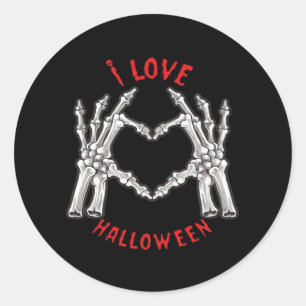 Adesivo Redondo Halloween Skeletal Mãos Coração Engraçado Dizendo