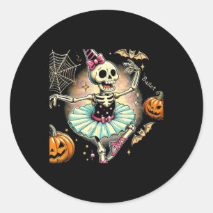 Adesivo Redondo Halloween Skeleton Balé Dancing Ballerina