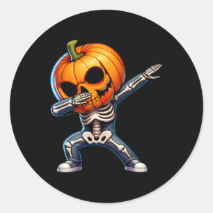 Adesivo Redondo Halloween Skeleton Boys Trick Treat Engraçado Pump