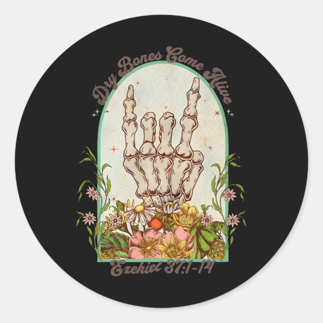 Adesivo Redondo Halloween Skeleton Dry Bones vem com Bíblia viva (Frente)