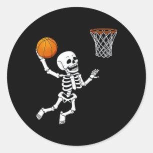 Adesivo Redondo Halloween Skeleton Dunking Basball Boys Garotas K