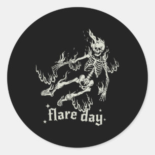 Adesivo Redondo Halloween Skeleton Flare Day Fibromialgia