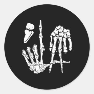 Adesivo Redondo Halloween Skeleton Hand Comma La Pontuation Kamal