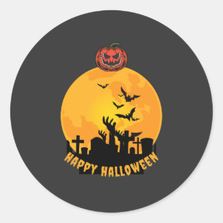 Adesivo Redondo Halloween Skeleton Hands  | Funny Spooky Pumpkin 