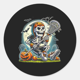 Adesivo Redondo Halloween Skeleton Lacrosse