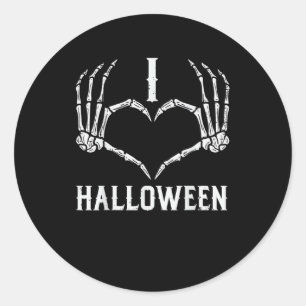 Adesivo Redondo Halloween Skeleton Mãos Corações Mulheres Bonitas 