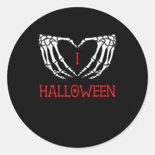 Adesivo Redondo Halloween Skeleton Mãos Formando Coração Gótica