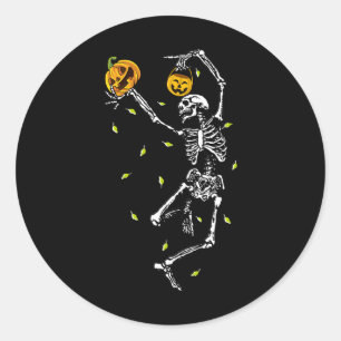 Adesivo Redondo Halloween Skeleton Men Women Dance Skeleton Pumpk