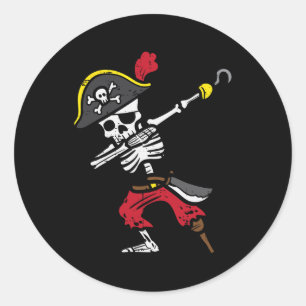 Adesivo Redondo Halloween Skeleton Pirate Dab Costume Boy Tod