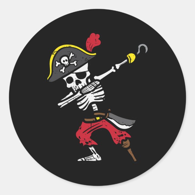 Adesivo Redondo Halloween Skeleton Pirate Dab Costume Boy Tod (Frente)