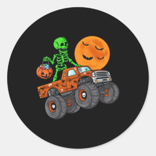 Adesivo Redondo Halloween Skeleton Riding Monster Truck Toddler Bo
