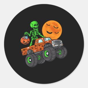 Adesivo Redondo Halloween Skeleton Riding Monster Truck Toddler Bo