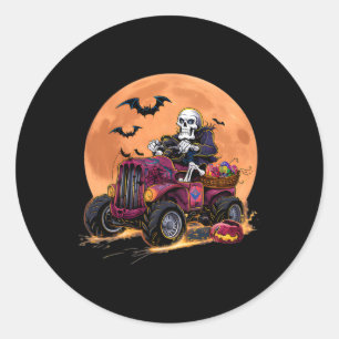 Adesivo Redondo Halloween Skeleton Riding Monster Truck Toddler Bo