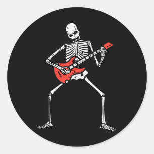 Adesivo Redondo Halloween Skeleton Rock Guitar Costume Rocker Men