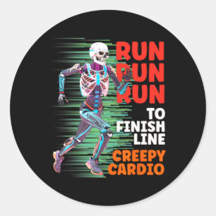 Adesivo Redondo Halloween Skeleton Runner Creepy Cardio Jogger Spo