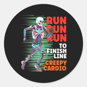 Adesivo Redondo Halloween Skeleton Runner Creepy Cardio Jogger Spo