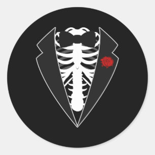 Adesivo Redondo Halloween Skeleton Tuxedo Costume