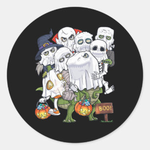 Adesivo Redondo Halloween Skeleton Zombie Andando Para Rex Funny P