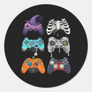 Adesivo Redondo Halloween Skeleton Zombie Controladoras de Jogos M