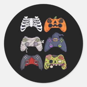 Adesivo Redondo Halloween Skeleton Zombie Controladoras de Jogos M