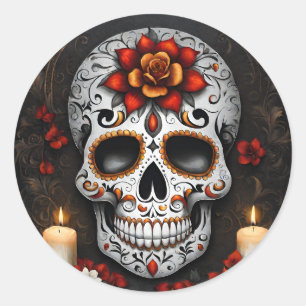 Adesivo Redondo Halloween Skull