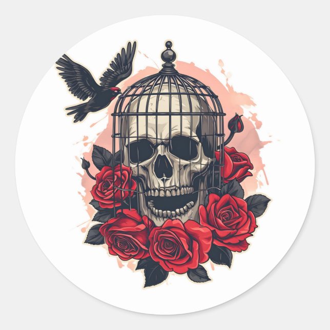 Adesivo Redondo Halloween Skull (Frente)