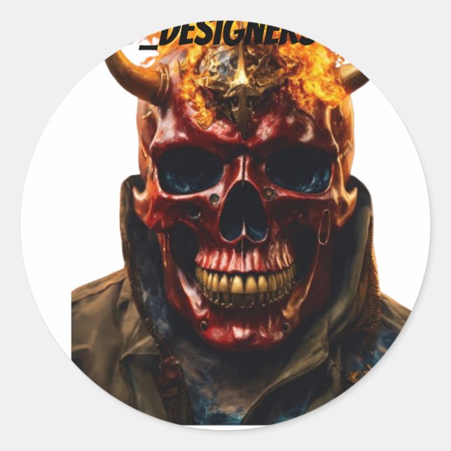 Adesivo Redondo Halloween,SKULL,Adesivos redondos clássicos (Frente)