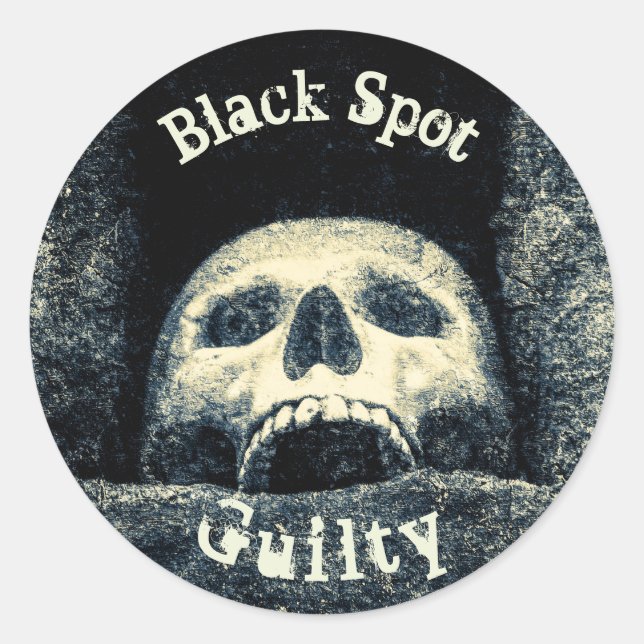 Adesivo Redondo Halloween Skull Black Spot Guilty (Frente)