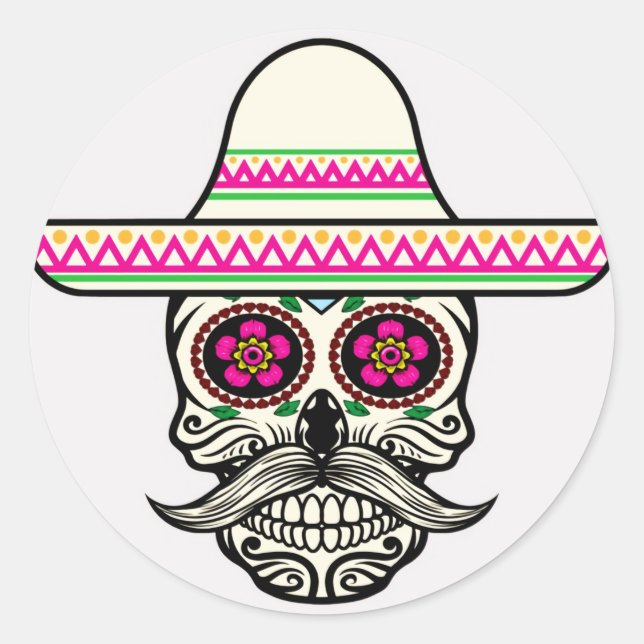 Adesivo Redondo Halloween Skull Classic Round Sticker (Frente)