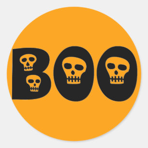 Adesivo Redondo Halloween Skulls "Boo