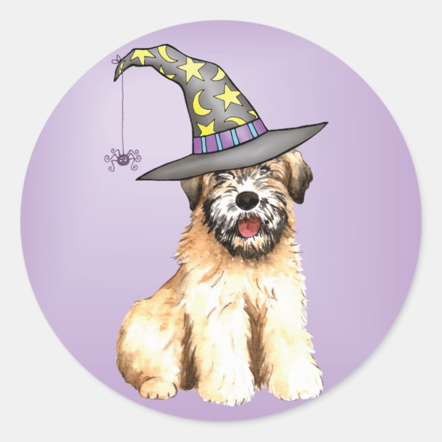 Adesivo Redondo Halloween Soft Coated Wheaten Terrier (Frente)