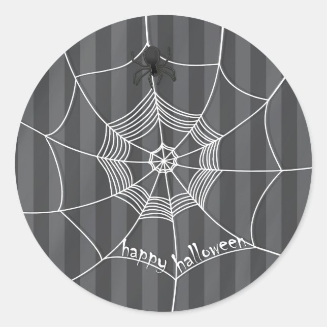 Adesivo Redondo Halloween Spooky Scary Cute Spider Web (Frente)