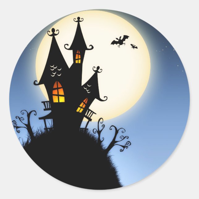 Adesivo Redondo Halloween Spooky Silhouettes Sticker (Frente)
