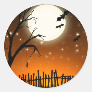 Adesivo Redondo Halloween Spooky Silhouettes Sticker
