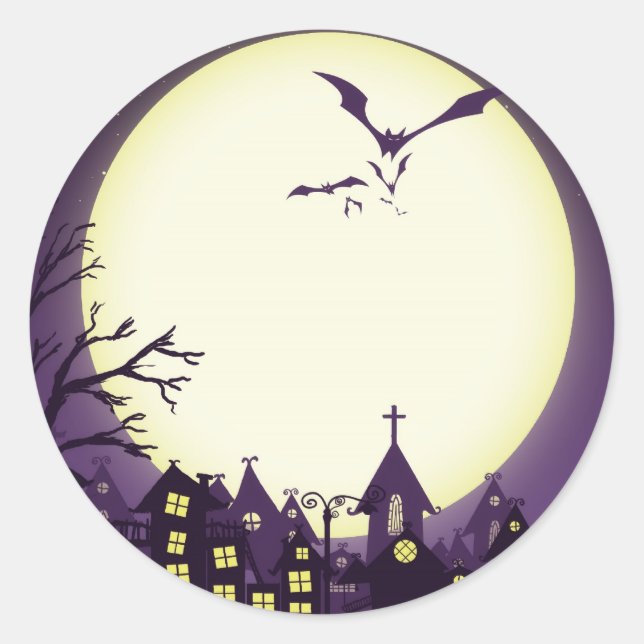 Adesivo Redondo Halloween Spooky Silhouettes Sticker (Frente)