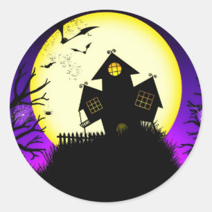 Adesivo Redondo Halloween Spooky Silhouettes Sticker