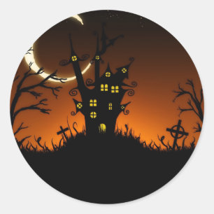 Adesivo Redondo Halloween Spooky Silhouettes Sticker