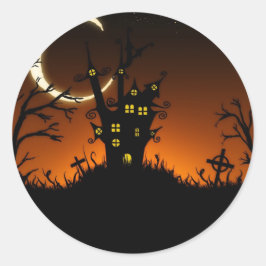 Adesivo Redondo Halloween Spooky Silhouettes Sticker